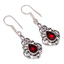 Mexican Red Apatite Gemstone 925 Silver Overlay Handmade Drop Dangle Earrings - £7.79 GBP