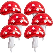 6 Pcs Mushroom Foil Balloons Mushroom Birthday Decor 31 X 21 Inch Fun Mushroom P - £15.97 GBP