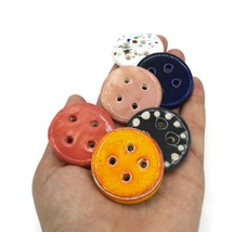 6pc 40mm Large Sewing Buttons Assorted Unique Handmade Ceramic  Coat But... - £34.76 GBP