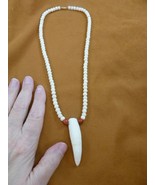 (G160-301) 2-5/8&quot; GATOR Alligator Tooth white aceh bovine bone + red NEC... - $1,425.32 MXN