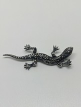 Vintage Sterling Silver 925 Lizard Marcasite Brooch Pin - £19.76 GBP