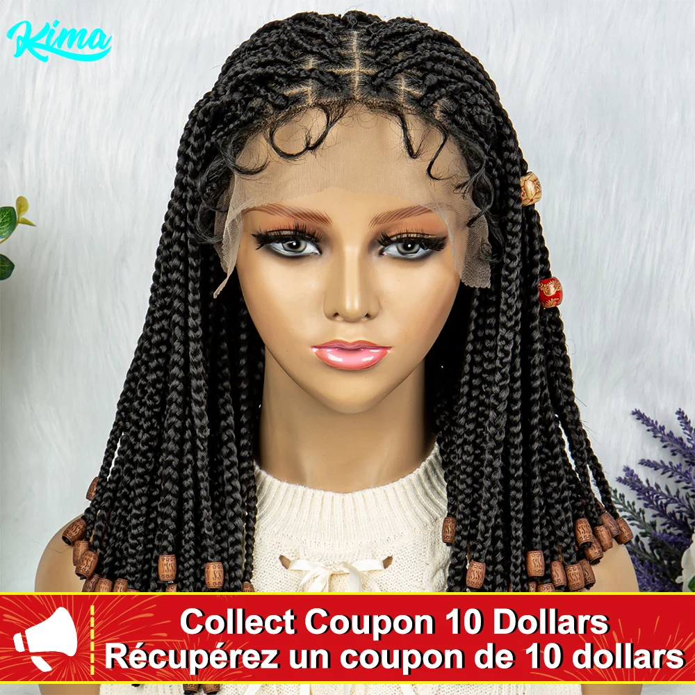 Box Braided Wig Synthetic 13x5 Lace Front Braiding Ponytail Wig African Braid - £129.46 GBP
