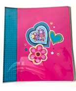Vintage Mead  3 Ring Binder Notebook with side pockets pink &amp; turquoise ... - £11.17 GBP