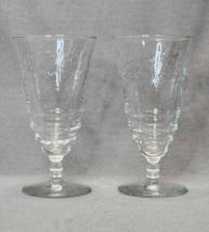 Vintage Libbey Rock Sharpe Arctic Rose Wine Water Goblets Iced Tea Glasses Pair - £17.12 GBP