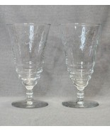 Vintage Libbey Rock Sharpe Arctic Rose Wine Water Goblets Iced Tea Glasses Pair - $21.78