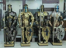 Medieval Knight Full Suit of Armor Templar Crusader Stainless Steel Set of 1 - £958.78 GBP