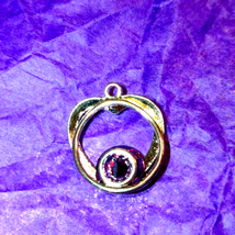 Sterling silver heart / circle amethyst pendant - £16.33 GBP