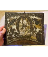 Antique Old Metal Religious Plaque Jerusalem Wood Mounted Friendship Greek - $69.62 CAD