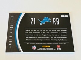 Ameer Abdullah Game Worn Jersey Glove Logo Patch Lions rookie rc 2015 Panini sp - £10.86 GBP