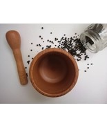 Wooden Mortar and Pestle Kitchen Tool  Spice Herb Grinder peppercorn Cru... - $372.45 MXN