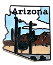 VTG Arizona State Map Shape Pin Desert Scene with Saguaro Cactus Souveni... - €7,75 EUR