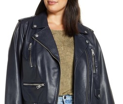 Hidesoulsstudio Women Plus Size Blue Lambskin Leather Jacket for Women - £196.90 GBP