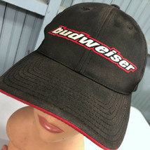 Budweiser Beer Black Discolored Strapback Baseball Hat Cap - £11.99 GBP