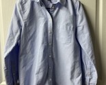 JCrew Mercantile Long Sleeved Button Up Blouse Women Size S Blue Classic... - $12.75