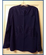 Womens A.N.A. Long Sleeve Dark Navy Blue Button Front Lace Blouse Shirt  PL - $151.99 MXN