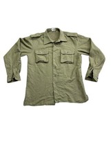 VTG 1989 Military Flannel Long Sleeve Lapel Army Green Button Shirt Men&#39;... - £19.37 GBP