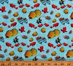 Cotton Fish Fishes Ocean Animals Reef Life Fabric Print by the Yard D683.88 - £10.35 GBP