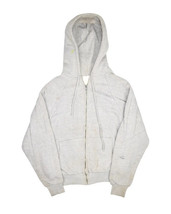 Vintage 80s Thermal Lined Hooodie Mens M Grey Double Face Tri Blend Sweatshirt - £35.52 GBP