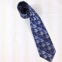 Allyn Saint George Silk Handmade Blue Black Silver Diamond Tie 59&quot; x 3.5... - £19.91 GBP