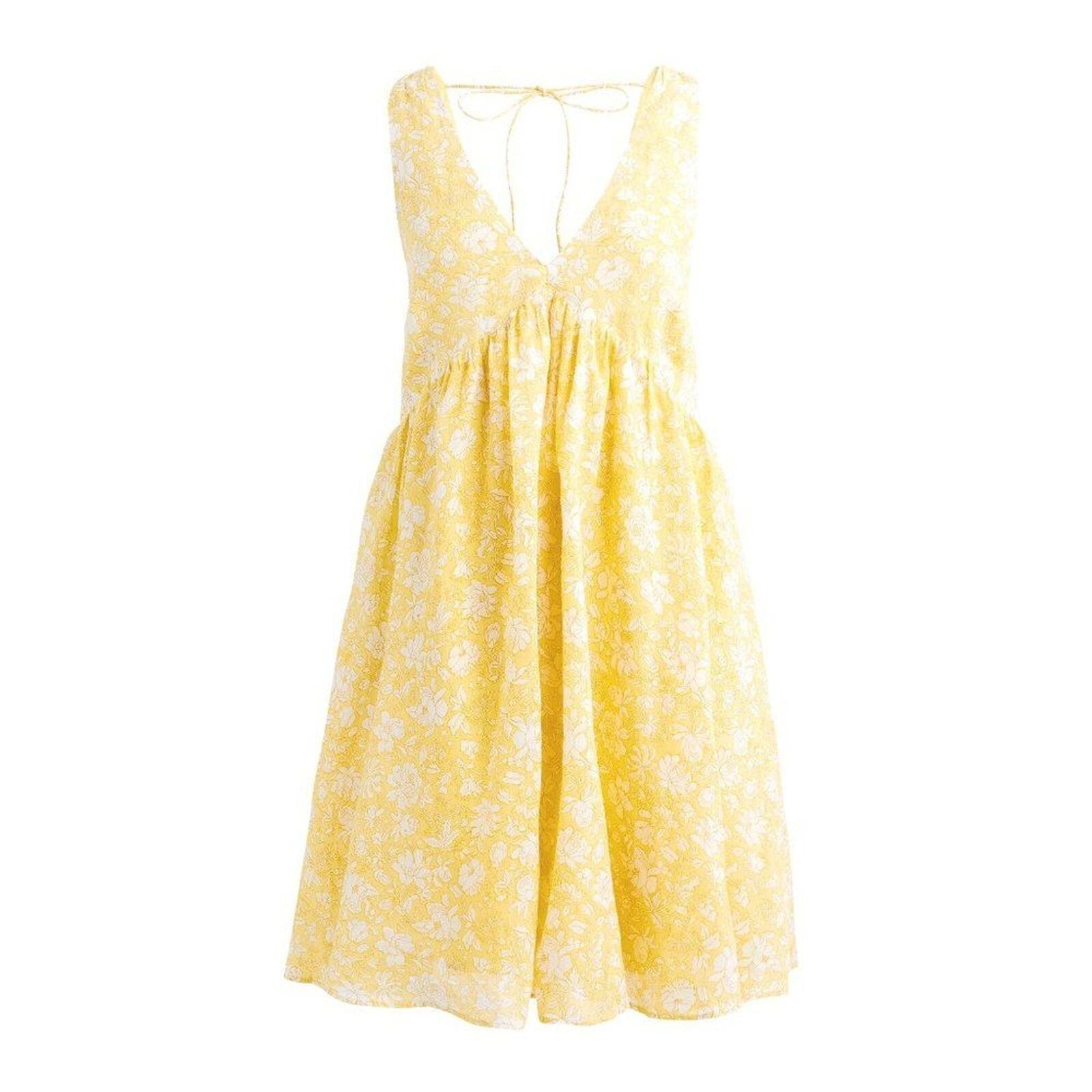 Primary image for NWT Womens Size Small J. Crew Yellow Swingy V-neck Mini Dress in Tossed Floral