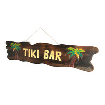 Scratch &amp; Dent 39 In. Hand Carved `Tiki Bar` Sign with Palm Trees - $49.49