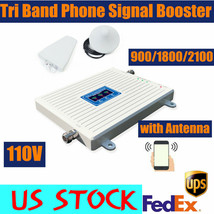 Tri-Band Mobile Phone Signal Booster Repeater Gsm Dcs 2G/3G/4G Lte W/ An... - $110.99