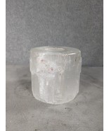 Selenite Candle holder Cylinder Tea Light Round Crystal Gift Meditation ... - $19.98