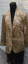 Berek NWOT Brown Leopard Print Blazer Jacket Metallic Gold Sheen Size M - $226.50 MXN