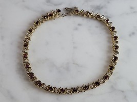 Vintage Estate 14k Gold Diamond &amp; Amethyst Tennis Bracelet 10.8g #E6779 - £853.35 GBP