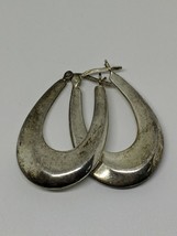 Vintage Sterling Silver 925 SU Hoop Oval Dangle Earrings - £15.79 GBP