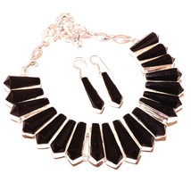 Black Spinel Pencil Gemstone Handmade Ethnic Gifted Necklace Jewelry 18" SA 3703 - £26.37 GBP