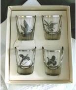 Federal Glass  Platinum Rim Sportsman's S-72 Rumpus Set 4 Shots Glasses Orig Box - $29.69