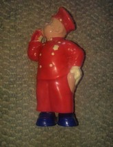 Vintage Irwin Red Wind Up Plastic Police Man Copper Blowing Whistle - £13.42 GBP