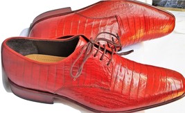 Men Red Oxford Crocodile Leather Magnificent Premium Quality Party Wear Shoes - £223.00 GBP
