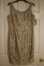 Alex Evenings New Womens Champagne Sleeveless Embroidered Lace Dress   10 - $23.75