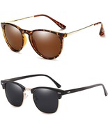 2 Pack Round Polarized Sunglasses Retro Womens Sunglasses Uv Protection - £11.41 GBP