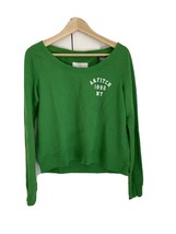 New Abercrombie Fitch Women Green Soft Terry Cotton Round Neck Logo Sweatshirt M - £27.21 GBP