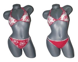 NWT GOTTEX reversible 8 red white floral bikini swimsuit 2 PC hawaiian bathing - £31.00 GBP