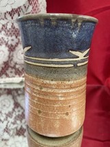 Hand Thrown Pottery Earth Tones Clay Vase 6 1/4” - £8.68 GBP