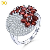 Natural Red Garnet  2.85 Carats 925 Silver Women's Ring Wedding Engagement Uniqu - £60.63 GBP