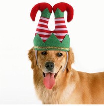 Pet Christmas Dress Up Set: Festive Hat And Funny Striped Clown Headgear For Dog - £9.58 GBP