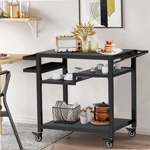 Outdoor Grill Dining Cart Food Prep Trolley Patio Table Movable Portable... - $108.86+