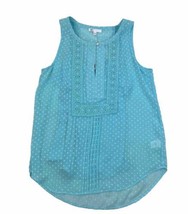 DR2 Women’s White Blue ￼Embroidered Sleeveless Pullover Top Size Small - £12.54 GBP