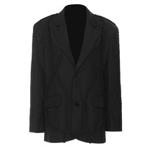DEAT Fashion Women&#39;s Blazer Notched Collar Loose Single Breasted Braided Twist P - £143.90 GBP