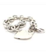 Tiffany &amp; Co Estate Heart Charm Bracelet Sterling Silver 7.5&quot; 36 Grams T... - $385.11