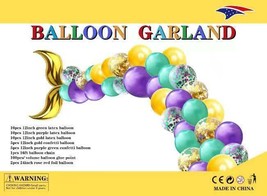 43 Pcs Balloons Garland Mermaid Gold Tail Decoration Adult Happy Birthda... - £19.10 GBP