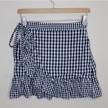 Lovers + Friends | Cinci Black White Gingham Ruffled Wrap Mini Skirt, si... - $57.09