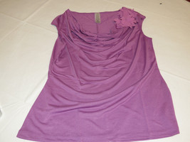 Womens Ladies Avon Chiffon Flower Top purple violet shirt blouse F3897531 NEW;; - £16.45 GBP