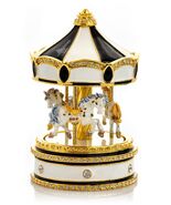 Carrousel de chevaux musicaux noirs Keren Kopal décoré de cristaux autri... - $157.44