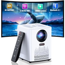 Projector With Wifi And Bluetooth, 5G Wifi 4K Hd 20000L Portable Movie P... - $204.99